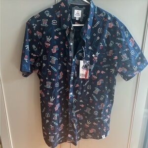 NWT men’s Free Planet patriotic button down shirt XL